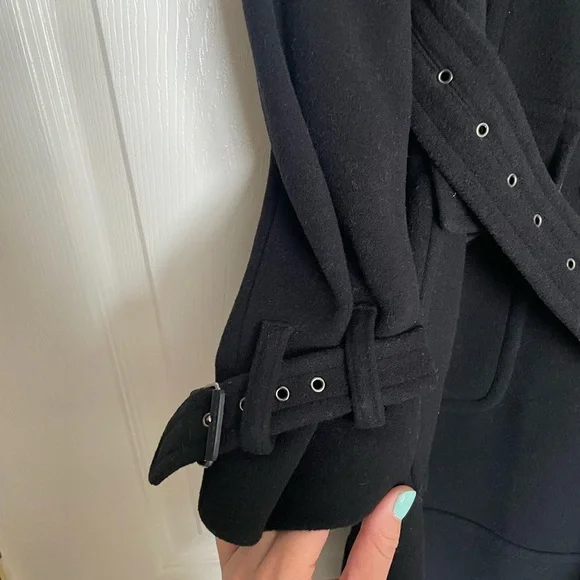 DKNY Classic Black Trench Coat Womens 6 Petite